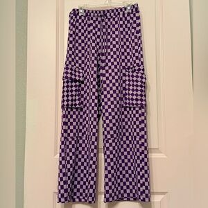 Dressed in LALA Purple Checkered Wide Leg Pants